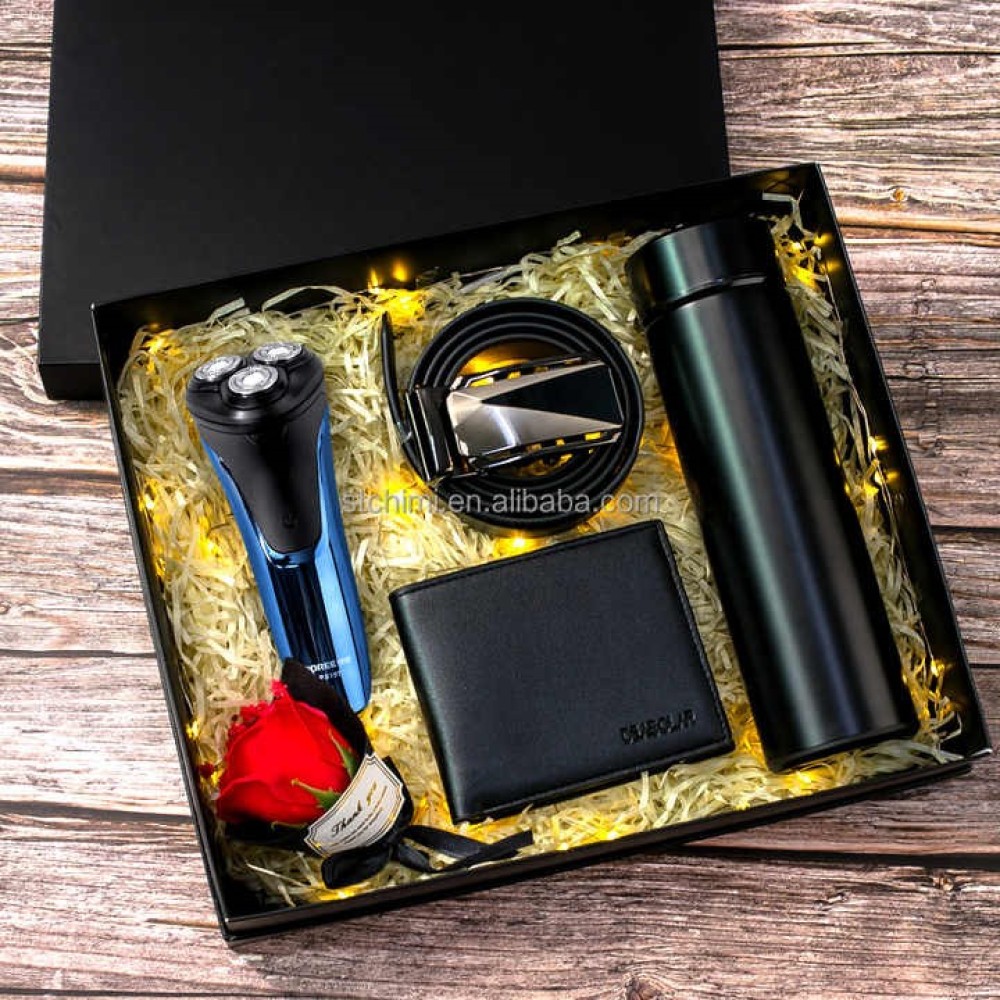 Ultimate Men's Gift Set – Electric Shaver, Belt, Perfume, Wallet, Vacuum Flask & Rose – Perfect Father's Day Gift