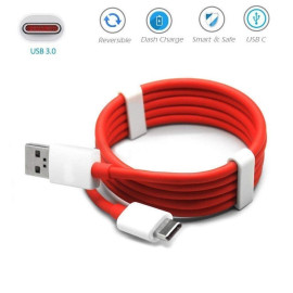 Dash Charging Cable, Type C 3ft 5v 4a Fast Charge Data Cable For All Oneplus  (Red And White)