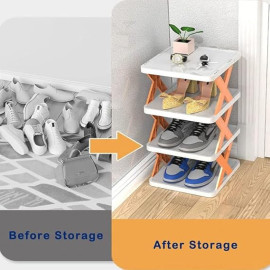 5-Layer Stackable Shoe Rack – Durable Plastic Shoe Organizer for Home, Bedroom & Entryway