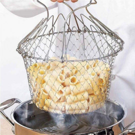 Foldable Stainless Steel Deep Frying Basket – Multifunctional Kitchen Strainer & Drainage Rack
