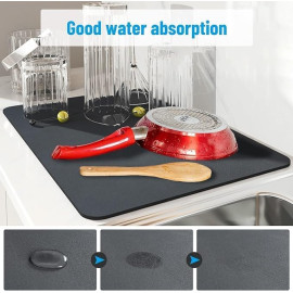 Rubber Dish Drying Pad, Kitchen Countertop Absorbent Pad