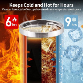 Stainless Steel Vacuum Insulated Tumbler Leak Resistant Reusable Straw Airtight Lid for Gym, Travel