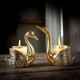 Pair of Swans for Good Luck and Love Candle Holder for Home Decor Tabletop Living Room