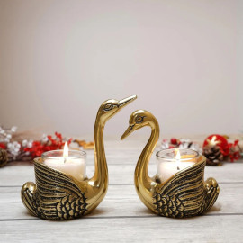 Pair of Swans for Good Luck and Love Candle Holder for Home Decor Tabletop Living Room