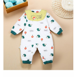 Unisex Romper For Baby Boys & Baby Girls Printed Cotton, White