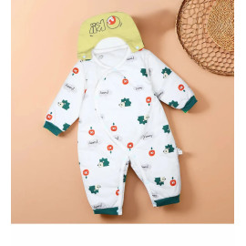 Unisex Romper For Baby Boys & Baby Girls Printed Cotton, White