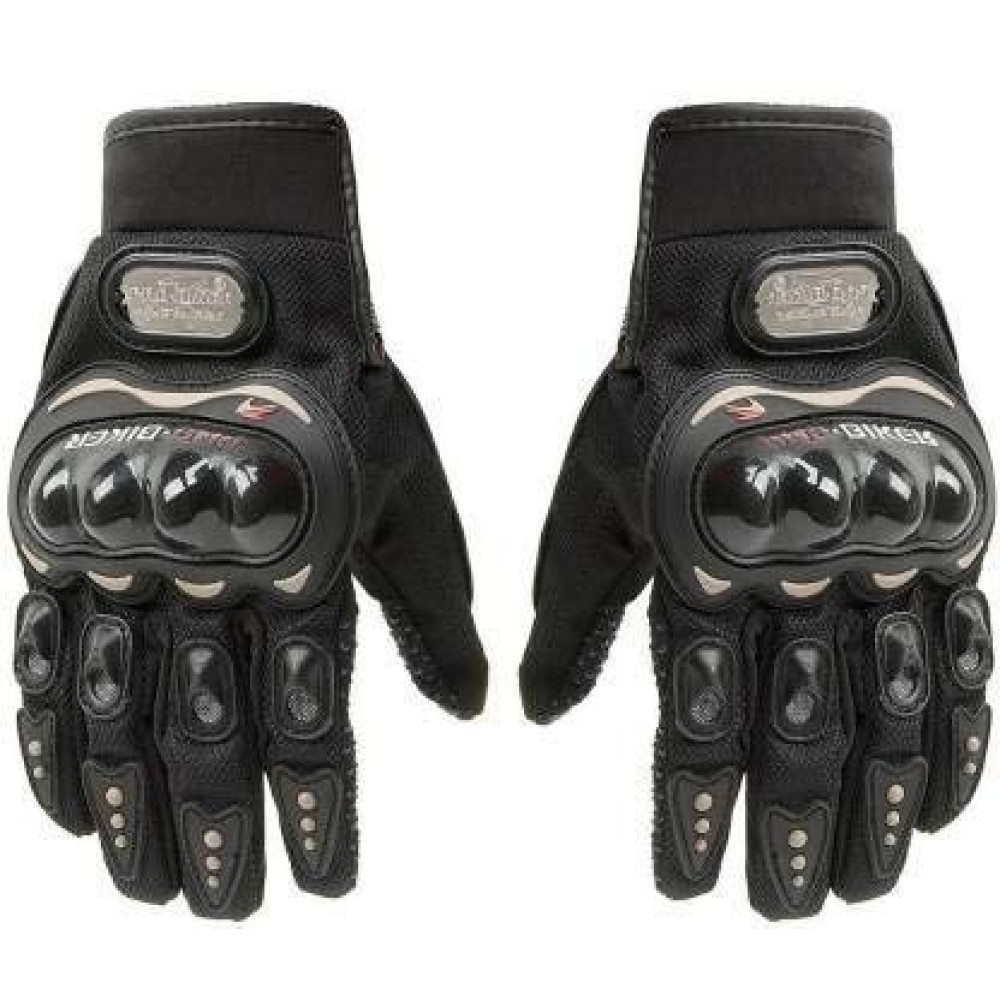 Black Polyester Probiker Bike Riding Gloves, Striped