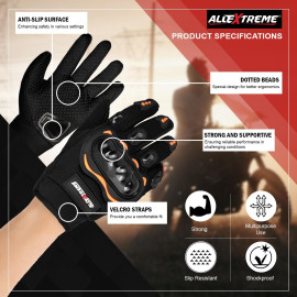 Black Polyester Probiker Bike Riding Gloves, Striped