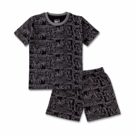 Black Cotton Boys Printed T Shirts