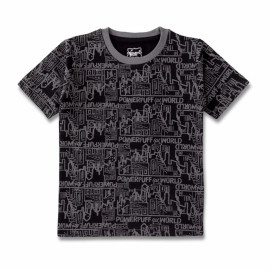 Black Cotton Boys Printed T Shirts