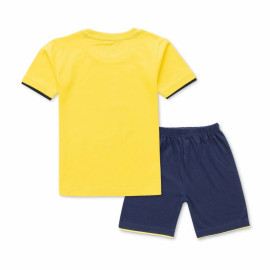 Round yellow,navy Boys Tshirt And Shorts, Half Sleeves, Printed