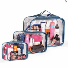 3pcs Toiletry Bag with Zipper Travel Luggage Pouch Carry On Clear Compliant Bags