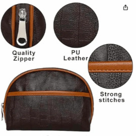2 Set Toiletry Travel Bags Shaving Kit Makeup Cosmetic Pouch for Men's and Women's Brown 12 cms