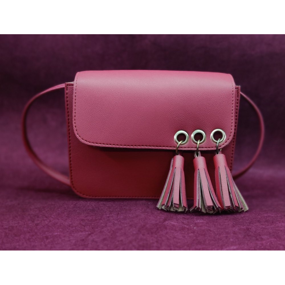 Pu Leather Stylish Ladies Sling Bag (Pink)