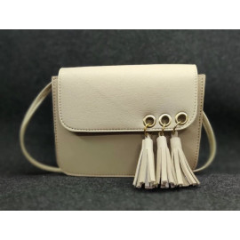 Pu Leather Stylish Ladies Sling Bag (Cream )