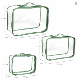3pcs Toiletry Bag with Zipper Travel Luggage Pouch Carry On Clear Compliant Bags