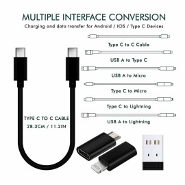All in One 60W USB Fast Charging Data Cable Set Type C Lightning & Micro USB