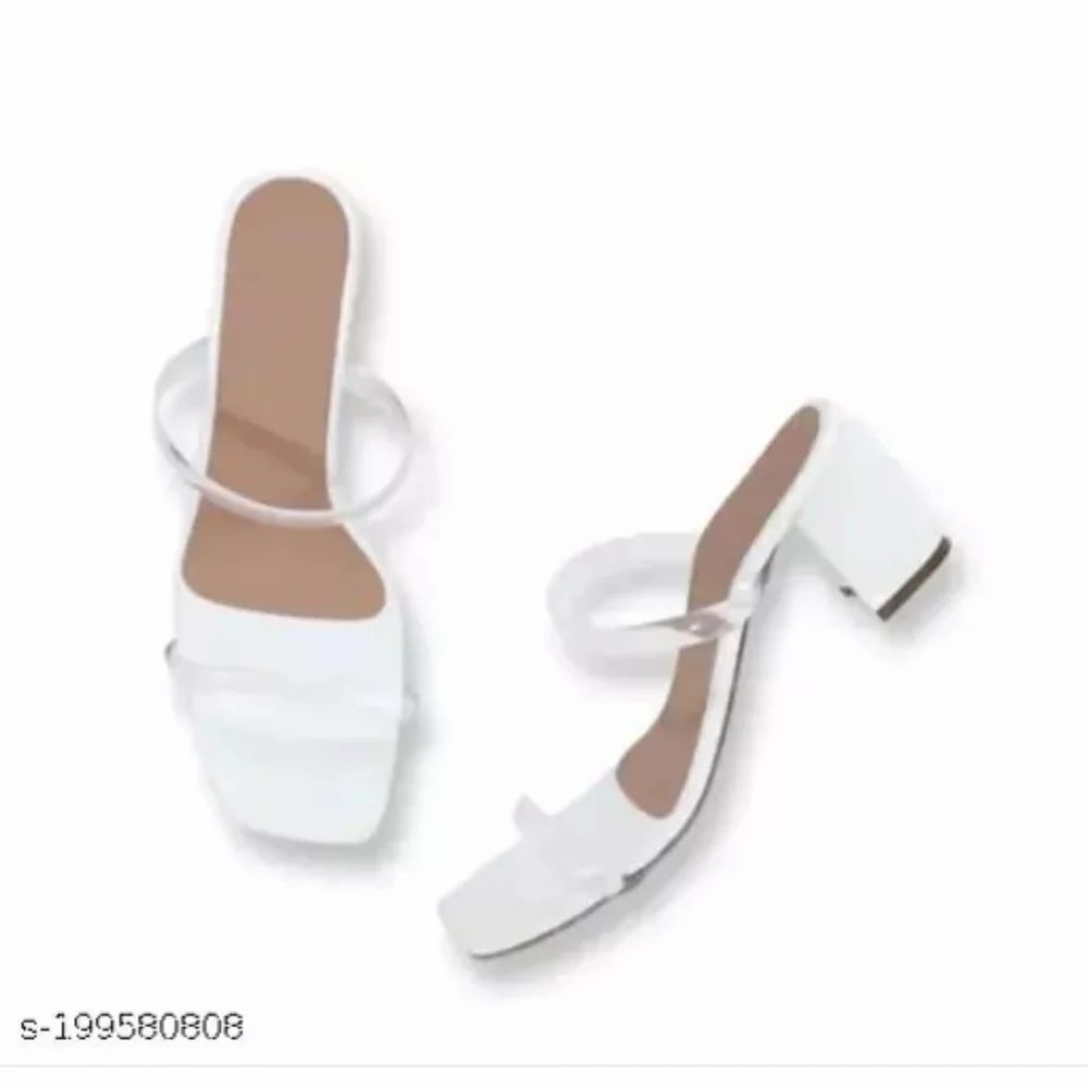 Plain Women White Heel Sandal