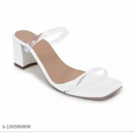 Plain Women White Heel Sandal