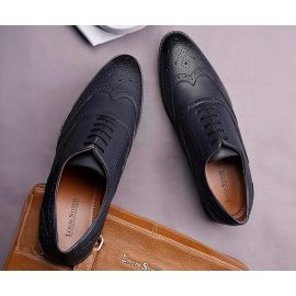 LOUIS STITCH Men's Formal Lace-up Brogue Shoes | Solid Design | Ideal for Formal, Business Casual, and Parties -RGBG