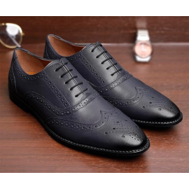 LOUIS STITCH Men's Formal Lace-up Brogue Shoes | Solid Design | Ideal for Formal, Business Casual, and Parties -RGBG