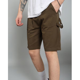 Side Belt Detail Fly With Button Closure City Shorts