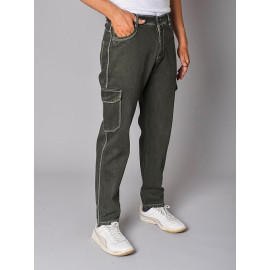 Plain Denim Style Cargo Pant, Regular Fit