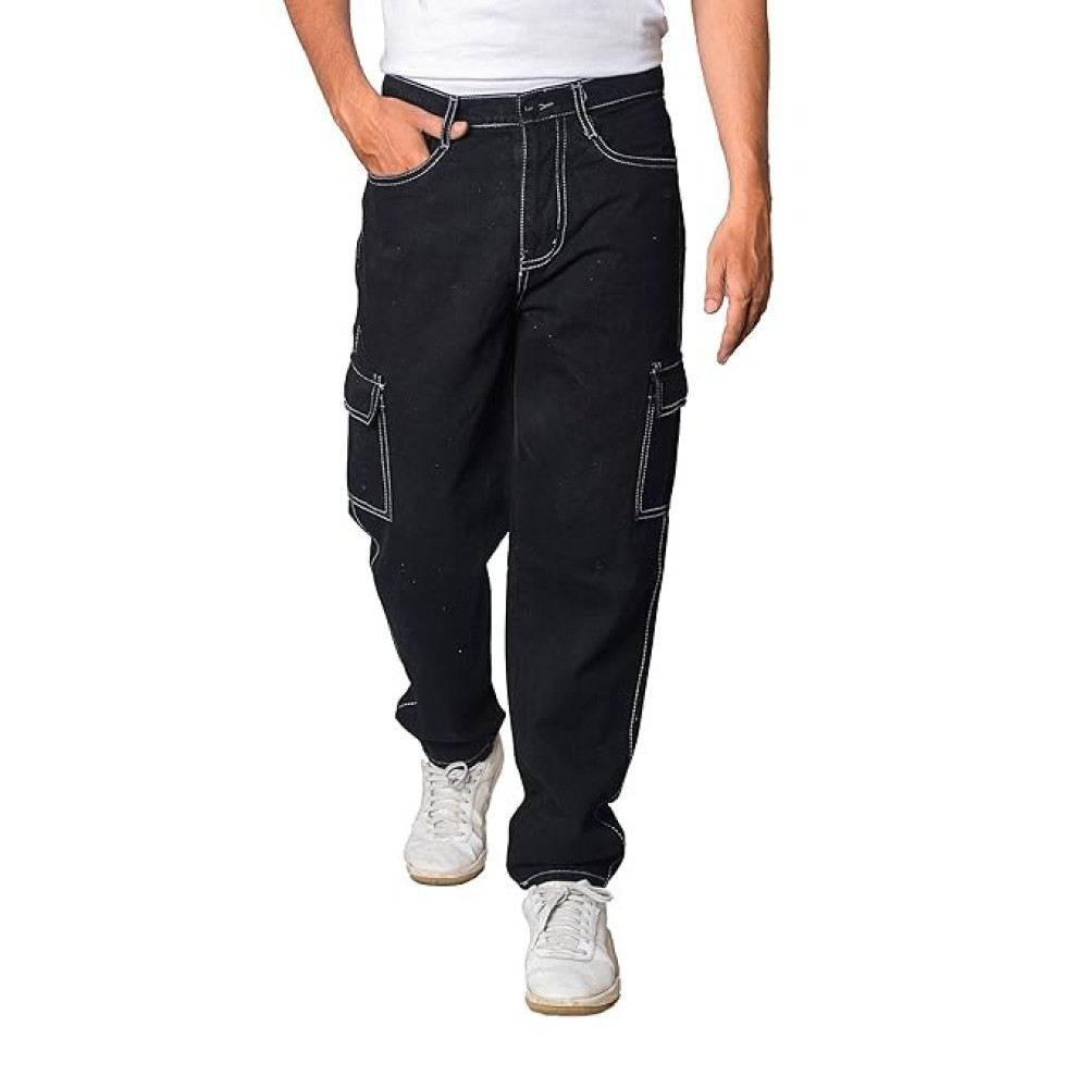 Men Solid Cargo Jogger Regular Fit Track Pant
