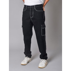 Men Solid Cargo Jogger Regular Fit Track Pant
