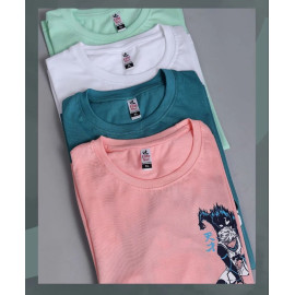 Printed Cotton Elite Finch Downshoulder Front and Back Print Round Neck T Shirts