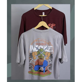 Printed Cotton Elite Finch Downshoulder Front and Back Print Round Neck T Shirts