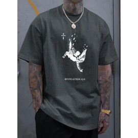 GRC Fallen angel print t-shirt for Men, Casual Short Sleeve T-shirt for summer