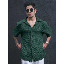 Men's Casual Shirt, Waffal shirt, Half Sleeves Green shirt for men