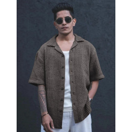 Plain Poly Cotton Men's Casual Shirt, Waffal shirt, Half Sleeves