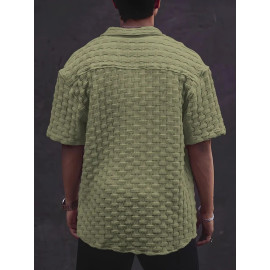 Stylish Green Cotton Blend Solid Three-Quarter Sleeves Casual Shirt For Men