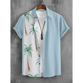 Blue Lycra Goa Digital Printed Shirts, Half sleeves