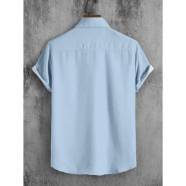 Blue Lycra Goa Digital Printed Shirts, Half sleeves