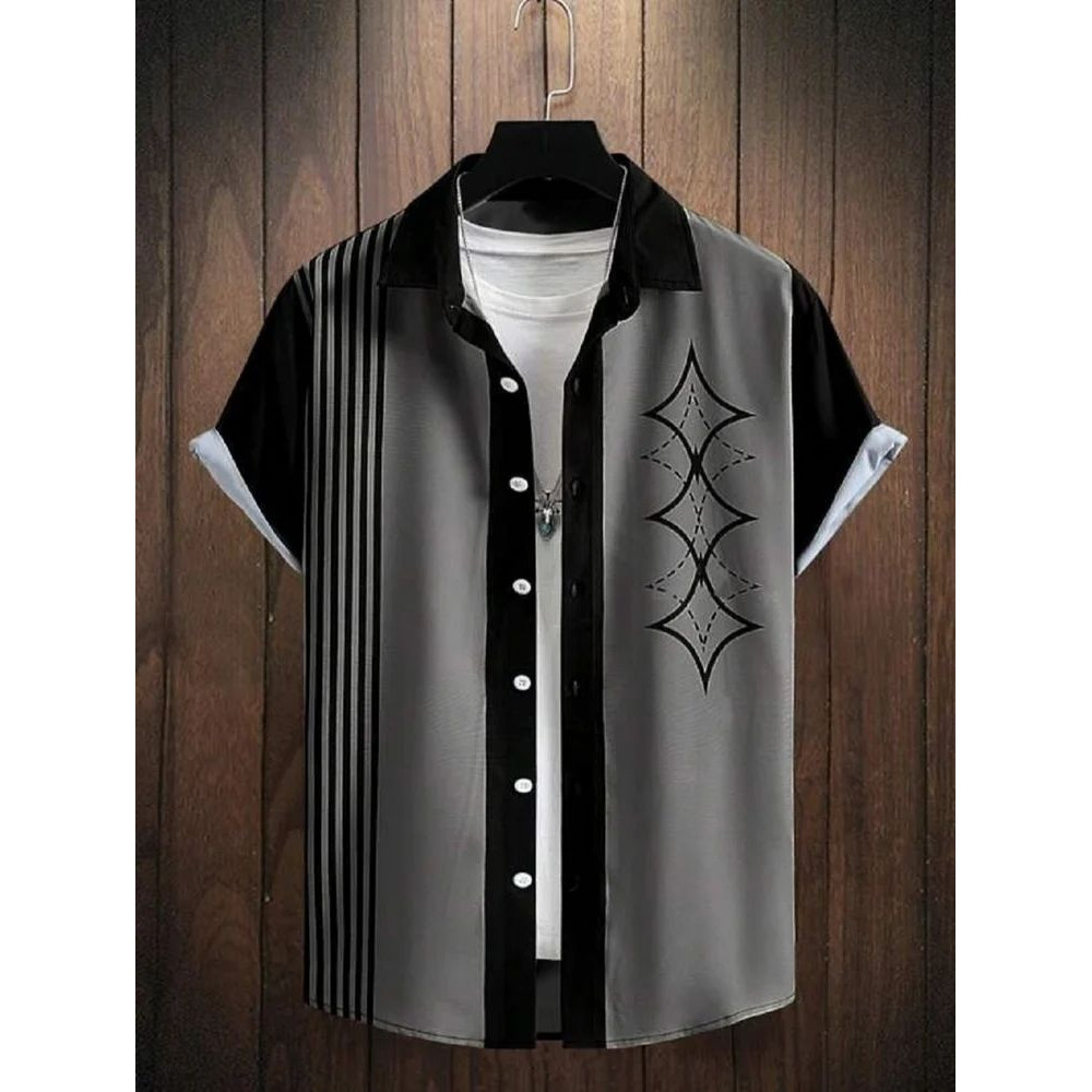 Stripe Print MEN DIGITAL PRINTED CASUAL PARTY WEAR SHIRT, Half Sleeves