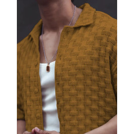 Stylish Brawon Cotton Blend Solid Three-Quarter Sleeves Casual Shirt For Men