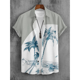 Lycra Beach Wear Grey and White Printed Shirt, Half sleeves