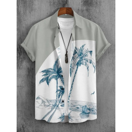 Lycra Beach Wear Grey and White Printed Shirt, Half sleeves