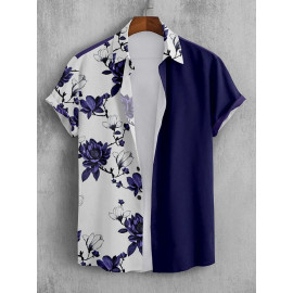 Casual Floral Print One Side Printed Shirt, Half Sleeves