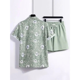 Lycra Men Green Printed Nightsuit Set