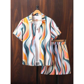 Men Lycra Printed Nightsuit Set