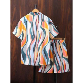 Men Lycra Printed Nightsuit Set