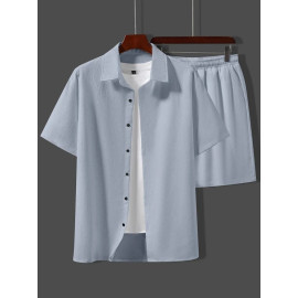 Poly Cotton Pop Fabric Night Suit Shirt With Shorts, 50-100