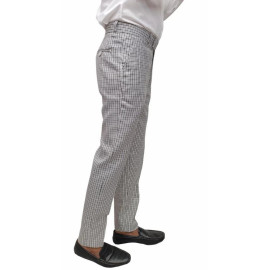 White Men Poly Viscose Formal Checked Trouser, Regular Fit