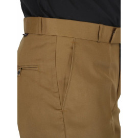 Solid Men Brown Poly Viscose Formal Trouser, Regular Fit
