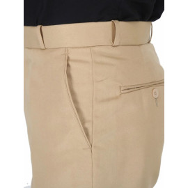 Solid Men Cream Poly Viscose Formal Trouser, Regular Fit