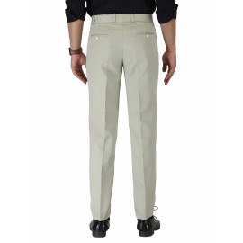 Solid Men White Poly Viscose Formal Trouser, Regular Fit